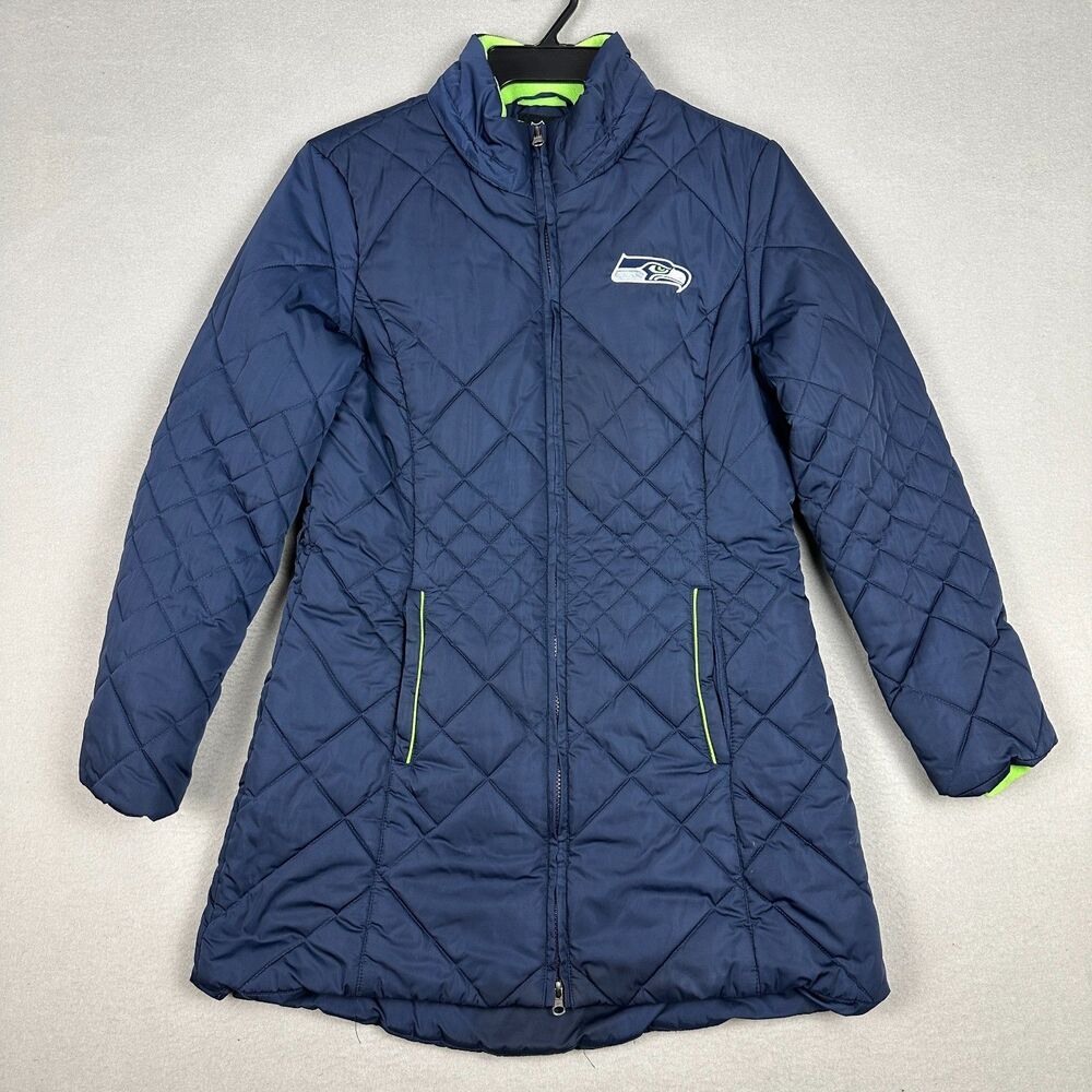 NFL Team Apparel Womens Medium Seattle Seahawks Long Sleeve Quilted Jacket Blue